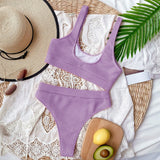 5 Colors Sexy Bikini Women Solid Knitted High Waist Swimwear Swimsuit Female Bikinis Set Bathing Suit Sport Bikini Taille Haute
