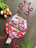2026 Sexy Leopard Print Swimwear Women'S Split Bikini Set Woven Rope Strap Fringe Beach Women'S Two-Piece Swimsuit Bathing Suit