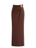 Fashion Sleeveless Women One Piece Swimsuit And Long Skirt Set Sexy Pleats Bikini Lady Swimwear Bathing Suit Female Beachwear