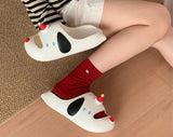 Cute Cartoon Dog Indoor Street Slippers For Women Summer House Shoes Soft EVA DIY Funny Birthday Hat Girls Home Beach Slides