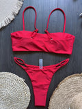 Black rhinestone process bikini sexy thong split swimsuit 2-piece beach set