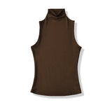 Spring Pure Desire Hot Girl Style Elastic Slim Fit Half High Collar Inner Layer Base Shirt Vest Solid Color Casual Fashion L25M
