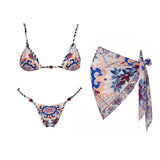 Floral 3Pcs Bikinis Sexy Women Swimsuits Female Push Up Swimwear Micro Bikini Set Bathingsuit Swim Suit Beachwear Print Biquini