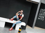 Women Sandals New Summer Fashion Sandals Medium High Heels Outdoor Elegant Wedding Shoes Bridal Plus Size Buckle Strap Sandals