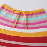 Women’s Bohemian Style Striped Two Piece Outfits Spaghetti Strap Tank Tops and Long Skirt Sets Summer Beach Street Wear