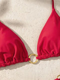 XS - L Halter Metal Ring Mini Thong Bikini Female Swimsuit Women Swimwear Bather Bathing Suit Swim Two-pieces Bikini set K8107