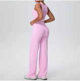 2PCS Yoga Set Women Tracksuit Nude Feeling Workout Sets Gym Clothes Push Up Fitness Running Sportswear Sport Straight tank suit