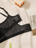 Women's sexy mesh bra with steel rims gathered push ups breathable shoulder straps adjustable close fitting underwear YS2814