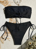 XS - XL Bandeau Wrinkled High Cut Bikini Women Swimwear Female Swimsuit Two-pieces Bikini Set Shell Bather Bathing Suit Swim