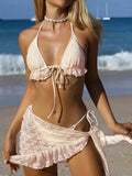 3 Pieces Triangle String Bikini 2026 Women & Tassel Beach Skirt Swimwear Female Sexy Swimsuit Beachwear Bathing Swimming Suit