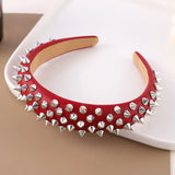 Punk Girl Hollowed Out Eyelets Wide Elastic Headband Stretchy Metal Rock Steampunk for Sports Headbands Hair Accessories