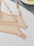 Women's sexy lace flower bra without steel ring gathered push up breathable shoulder straps adjustable bra MR3042