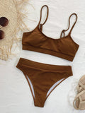 8 Colors Sexy Bikini Women Push Up Swimwear Swimsuit High Waist Solid Bikinis Set Bathing Suit Beach Bikini Female Bikinis Mujer