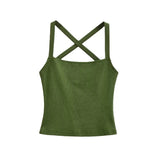 Solid Color Sexy Back-Cross-Strap Tank Top For Women New Summer Slim-Fit Short Outerwear Base Top Pure Desire Casual Style 56ZA