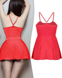 Women Mini Dress Spaghetti Strap Bodycon Cami Dress Sleeveless Pleated Skirt Summer Party Club Short Dress