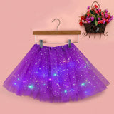 Women's Tulle Skirt Star Sequined Short Tutu Skirt Fancy Ballet Dancewear Party Costume Ball Gown Led Light Luminous Mini Skirts
