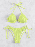 2026 Halter String Bikini Solid Push Up Swimsuit Women Sexy Swimwear Female Bathers Bathing Swimming Swim Suit Beachwear