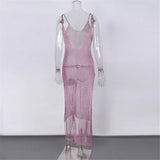 Sexy Sheer Net Mesh Knitted Glitter Tunic Beach Cover Up Cover-ups Long Beach Dress Beach Wear Beachwear Female Women Robe V651