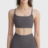 Women's Sexy Cross Backless Yoga Sports Bra Quick Drying Skin Friendly Nude Fitness Bra for Active Wear