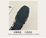 Leopard Color Square Toe Knitted Loafers Women Leisure Flat Shoes Soft Bottom Shallow Ballet Flats Casual Slip on Boat Shoes