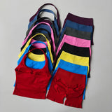 2PCS Seamless Halter Neck Yoga Set Push up Sports Bra And High Waist Butt Lift Fitness Shorts Tummy Control Fitness Wear