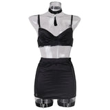 Toucheart Sexy Underwear Set Satin Spliced Mesh See-through Hip-covering Tassel Women's Solid Color 5-piece Sexy Lingerie Set