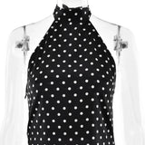 FDYOUI Woman Clothes Halter Sleeveless Polka Dot Satin Short Dress 2026 Summer Sexy Bandage Backless Mini Evening Party Dresses
