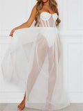 2026 Fashion Mesh Sheer Bodysuit Dress Ladies Sleeveless Bikini Cover Ups Summer Dress Club Party Beach Sexy Dresses Female