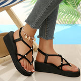 Lightweight Crystal Wedges Rome Sandals Women Plus Size 42 Thick Sole Eva Summer Sandles Woman Non Slip Platform Beach Sandles
