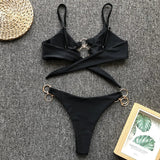 2026 Sexy Bikini Women Swimwear Swimsuit Solid Leopard Metal Ring Bikinis Set Bathing Suit Beach Bikini Female Biquinis Feminino