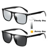 Available Trendy Flat Top Square Photochromic Glasses Stylish Sports Eyewear for Car Running Driving Vacation Travel and Fishing