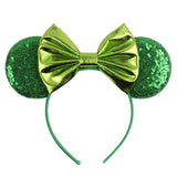 Disney Mickey Mouse Ears Leopard Print Headbands for Girls Baby Women Sequins 5"Bows Hair Accessories Adults Hairbands Kids Gift