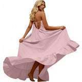 Women Fashion Oversized Dress For Womens Summer Trendy Solid Color Sleeveless Backless Dresses Beach Holiday Wear Sundress