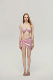 Peals Shell Push Up Bikini Set Women Pink White Underwire Bra Mesh Skirt 3 Piece Swimsuit 2025 Beach Bathing Suit Thong Swimwear