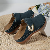 Closed Toe Med Heels Slippers Women Fashion Buckle Wedge Heel Sandals Woman 2025 Summer Lightweight Casual Non-Slip Beach Shoes