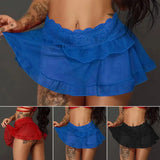 Ultra Mini Sexy Skirt for Women Lace Ruffle Skirt Casual Above Knee Black Miniskirt Summer Dance Short Skirts Party Club Wear