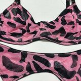 Toucheart Erotic Lingerie Leopard Print 5-piece Set with Gloves and Stockings Tie-dye Printed Sexy Hot Lingerie Suit for Women