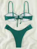 Sexy Wrinkled Underwired Brazilian Bikini Female Swimsuit Women Swimwear Two-pieces Bikini Set Triangle Bathing Suit Swim Lady