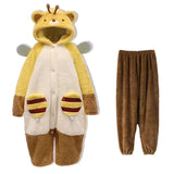 Cartoon Honeybee Pajamas Robes Slipper Kigurumi Unicron Anime Flannel Nightgown Winter Nightdress Party Cosplay Costume Slipper