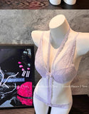 Elegant French Purple Halter Neck Bra Set Delicate Lace Bralette for Small Bust Layered Straps Lingerie UK Sizes MOYISU Sexy Bra