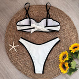 Sexy Splicing Micro Bikini 2024 Women Swimsuit Female Swimwear Thong Bikinis Set Brazilian Halter Beach Wear Bathing Suit