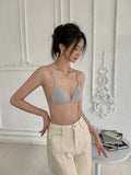Elegant French Triangle Bra Small Chest Beautiful Back Seamless Thin Adjustable Straps UK Fit Summer Comfort Bralette S-XL
