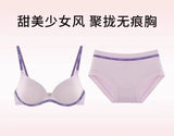 Wireless Non Padded Bra Set for Small Bust Seamless Comfort Bralette & Briefs Pure Elegant Ladies Intimates Teen Girls Underwear