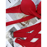 Sexy Wrap Around High Waist Bikini Female Swimsuit Women Swimwear Two-pieces Bikini Set Bandage Bather Bathing Suit Swim V3115