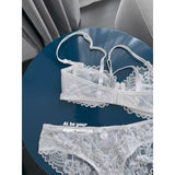 Sophisticated French Lace Bra, Unlined Minimizer Bra for Large Bust, Ultra Thin Breathable & Supportive Sexy Lingerie Set MOYISU