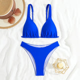2025 Triangle Bikinis Solid Swimsuit Women Sexy Strappy Swimwear Female Bathers Bathing Swimming Swim Suit Beachwear