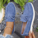 Solid Color Faux Suede Flat Shoes Women Spring Autumn Plus Size Bowknot Flats Woman Round Toe Non Slip Casual Shoes Female