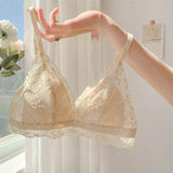 MOYISU French Summer Bralette - Wireless Push-Up Bra for Small Chest, Ultra-Thin Triangle Cups & Sexy Lingerie Set & Sexy Tushy