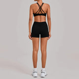 Women's Nude Yoga Sets Sports Cross Beauty Back Bra Hip-lifting Slim Fit Shorts Suits Running Fitness Workout Gym Sets