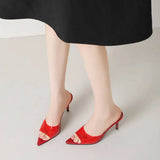 Spring and Summer New Style Fashion High Heels Women's Slippers Pointed Tip Concise Sexy Party Women's Shoes High 8cm Size 35-43